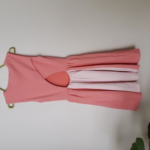Lapina David Helwani two tone peach pink keyhole back skater dress, women's XS - Picture 8 of 9